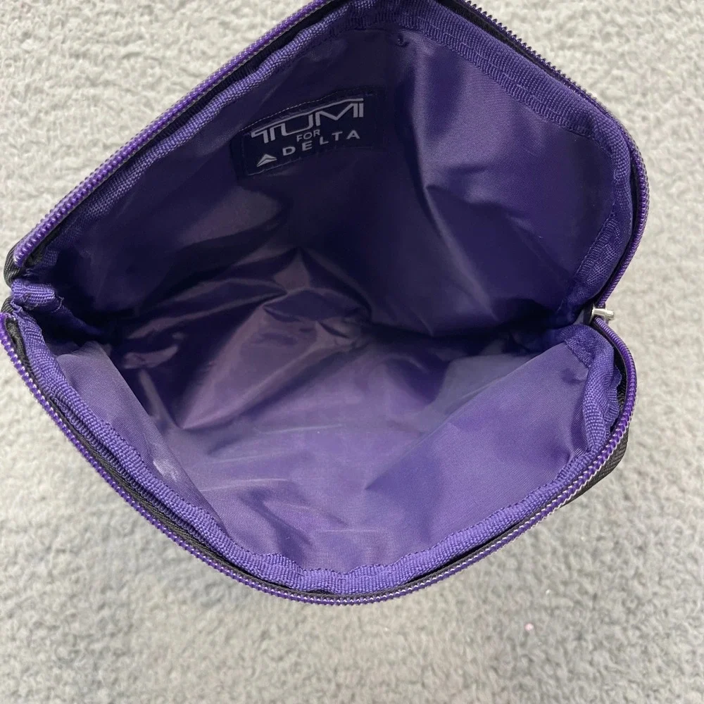 Tumi Delta Airlines Unisex Black Purple Amenity Pouch Travel Bag Toiletry Case